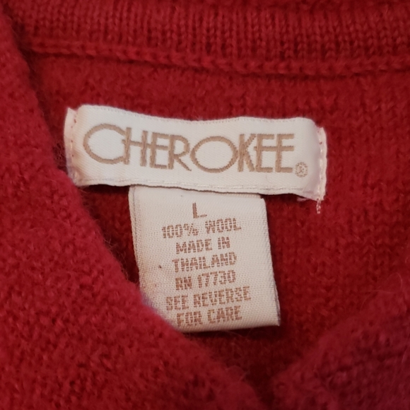 Red Wool Sweater. Wool Cardigan. Red Buttons Warm - Picture 7 of 8